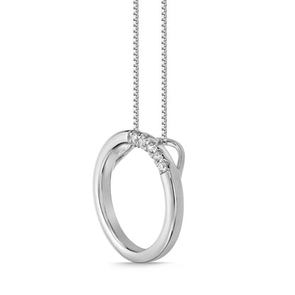 Natural Diamond Accent Circle Pendant in Sterling Silver