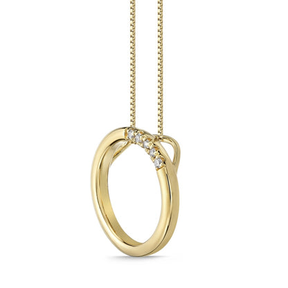 Natural Diamond Accent Circle Pendant in Sterling Silver with 18K Gold Plate