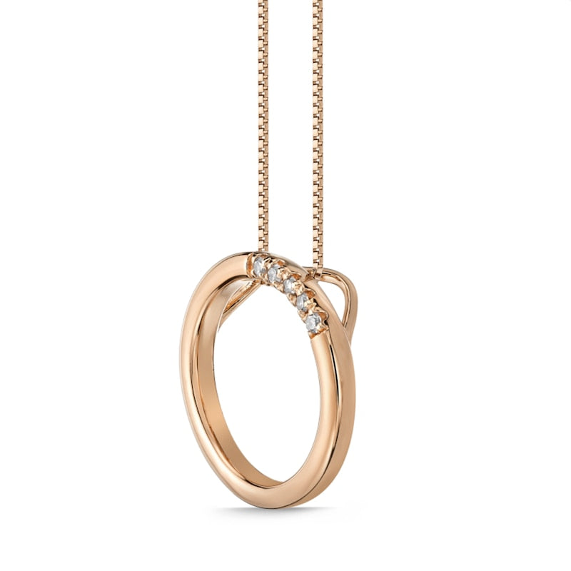 Natural Diamond Accent Circle Pendant in Sterling Silver with 18K Rose Gold