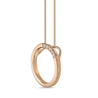 Natural Diamond Accent Circle Pendant in Sterling Silver with 18K Rose Gold