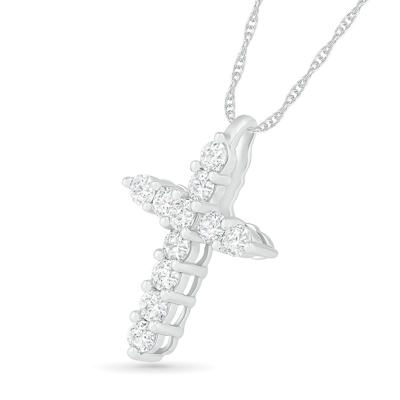 Lab-Created White Sapphire Cross Pendant in Sterling Silver