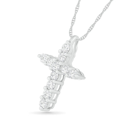 Lab-Created White Sapphire Cross Pendant in Sterling Silver