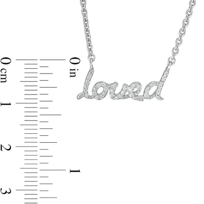 0.1 CT. T.W. Natural Diamond "loved" Necklace in Sterling Silver