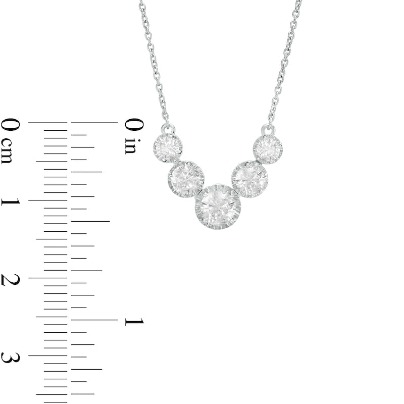 Natural Diamonds Amplified 1 CT. T.W. Natural Diamond Five Stone Necklace in 10K White Gold