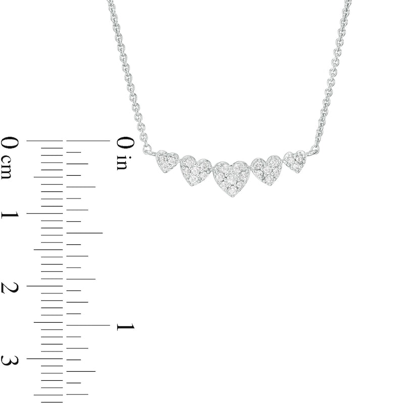 0.2 CT. T.W. Composite Heart Natural Diamond Five Stone Necklace in Sterling Silver