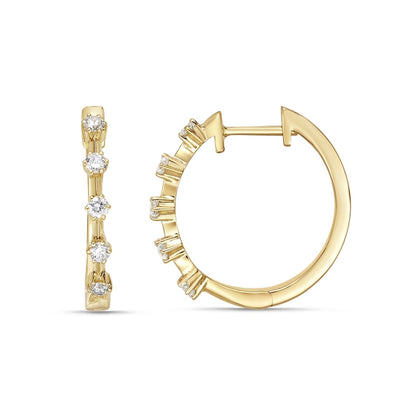 0.25 CT. T.W. Diamond Five Stone Station Hoop Earrings in 10K Gold