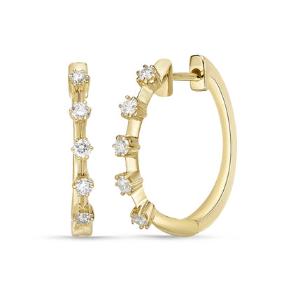 0.25 CT. T.W. Diamond Five Stone Station Hoop Earrings in 10K Gold