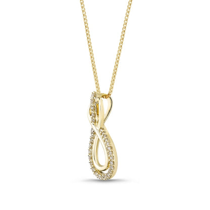 0.17 CT. T.W. Natural Diamond Linear Ribbon Infinity Pendant in 10K Yellow Gold