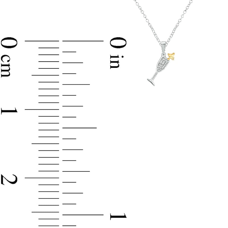 Natural Diamond Accent Tilted Cocktail Pendant in Sterling Silver and 10K Yellow Gold