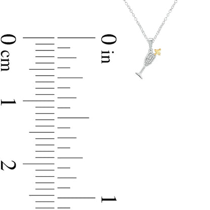Natural Diamond Accent Tilted Cocktail Pendant in Sterling Silver and 10K Yellow Gold