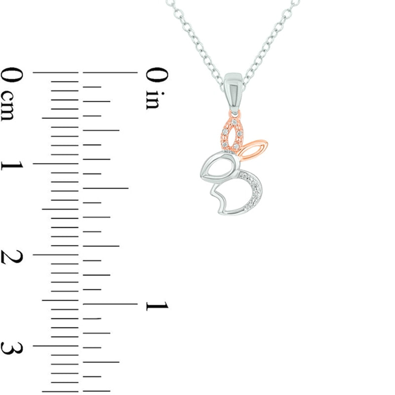 Natural Diamond Accent Bunny Outline Pendant in Sterling Silver and 10K Rose Gold