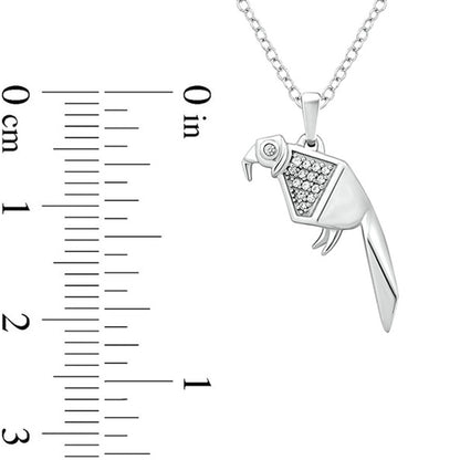 0.05 CT. T.W. Natural Diamond Origami Parrot Pendant in Sterling Silver