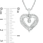 0.75 CT. T.W. Baguette and Round Natural Diamond Looped Heart Pendant in 10K White Gold