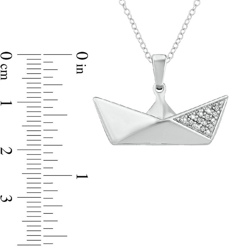 0.05 CT. T.W. Natural Diamond Origami Crown Pendant in Sterling Silver
