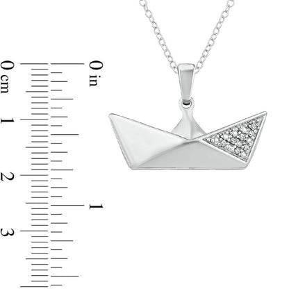 0.05 CT. T.W. Natural Diamond Origami Crown Pendant in Sterling Silver