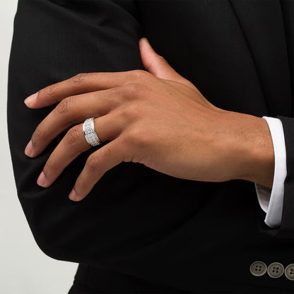 Men's 2 CT. T.W. Natural Diamond Raised Double Row Wedding Anniversary Band in 10K White Gold