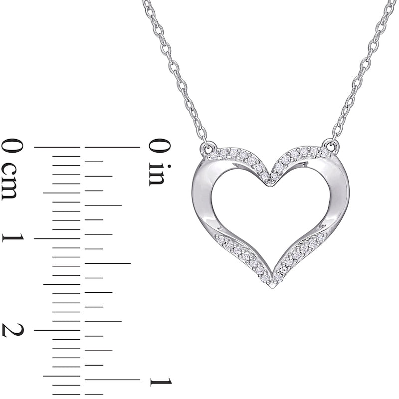 0.13 CT. T.W. Natural Diamond Heart Necklace in Sterling Silver - 17"