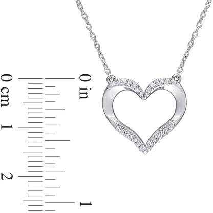0.13 CT. T.W. Natural Diamond Heart Necklace in Sterling Silver - 17"