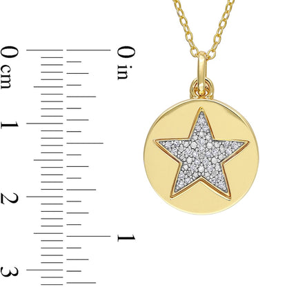 0.1 CT. T.W. Natural Diamond Star Cutout Disc Pendant in Sterling Silver with Yellow Rhodium