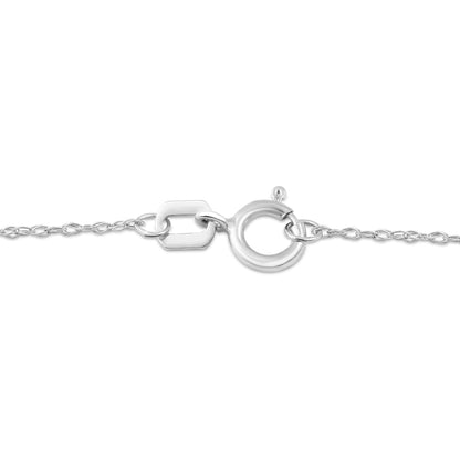 Oval Blue Sapphire and 0.05 CT. T.W. Baguette and Round Natural Diamond Stacked Top Accent Pendant in 10K White Gold