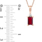 Emerald-Cut Ruby and Natural Diamond Accent Drop Pendant in 10K Rose Gold