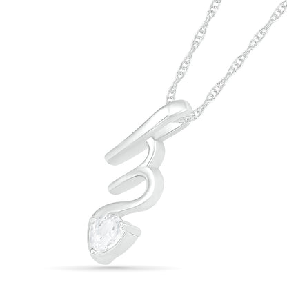 Pear-Shaped White Lab-Created Sapphire Scorpio Zodiac Sign Pendant in Sterling Silver