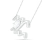 Pear-Shaped White Lab-Created Sapphire Aquarius Zodiac Sign Necklace in Sterling Silver