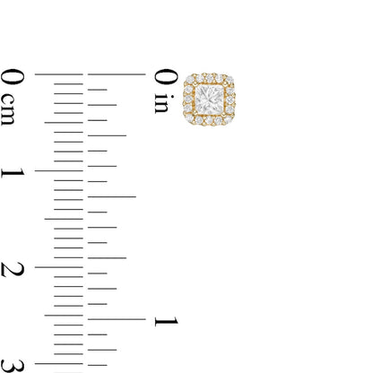 0.5 CT. T.W. Princess-Cut Diamond Frame Stud Earrings in 14K Gold (I/I2)