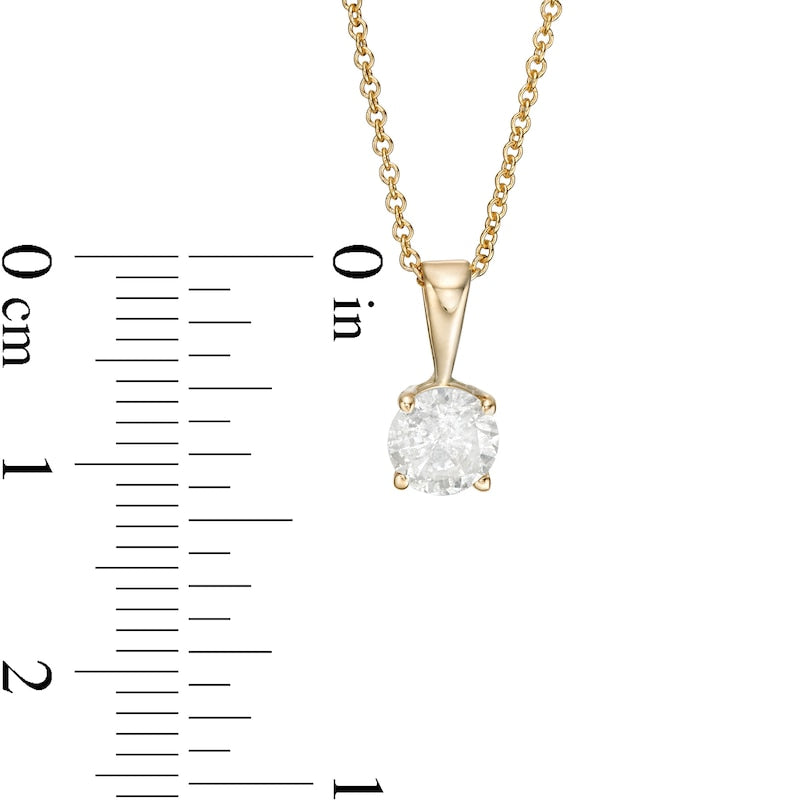 0.63 CT. Natural Clarity Enhanced Solitaire Pendant in 10K Yellow Gold (I/I3)