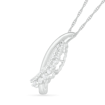 0.25 CT. T.W. Natural Diamond Double Row Crossover Pendant in Sterling Silver