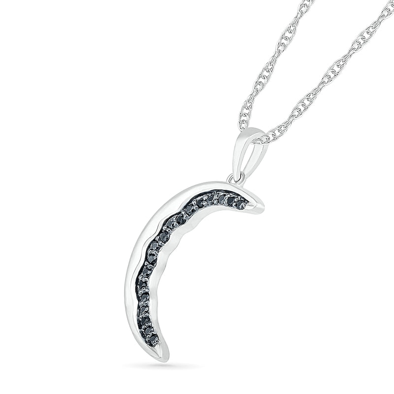 0.1 CT. T.W. Black Enhanced Natural Diamond Crescent Moon Pendant in Sterling Silver