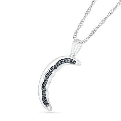 0.1 CT. T.W. Black Enhanced Natural Diamond Crescent Moon Pendant in Sterling Silver