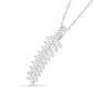 0.33 CT. T.W. Baguette and Round Natural Diamond Feather Pendant in Sterling Silver