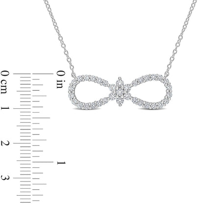 White Lab-Created Sapphire Infinity with Flower Necklace in Sterling Silver - 17"
