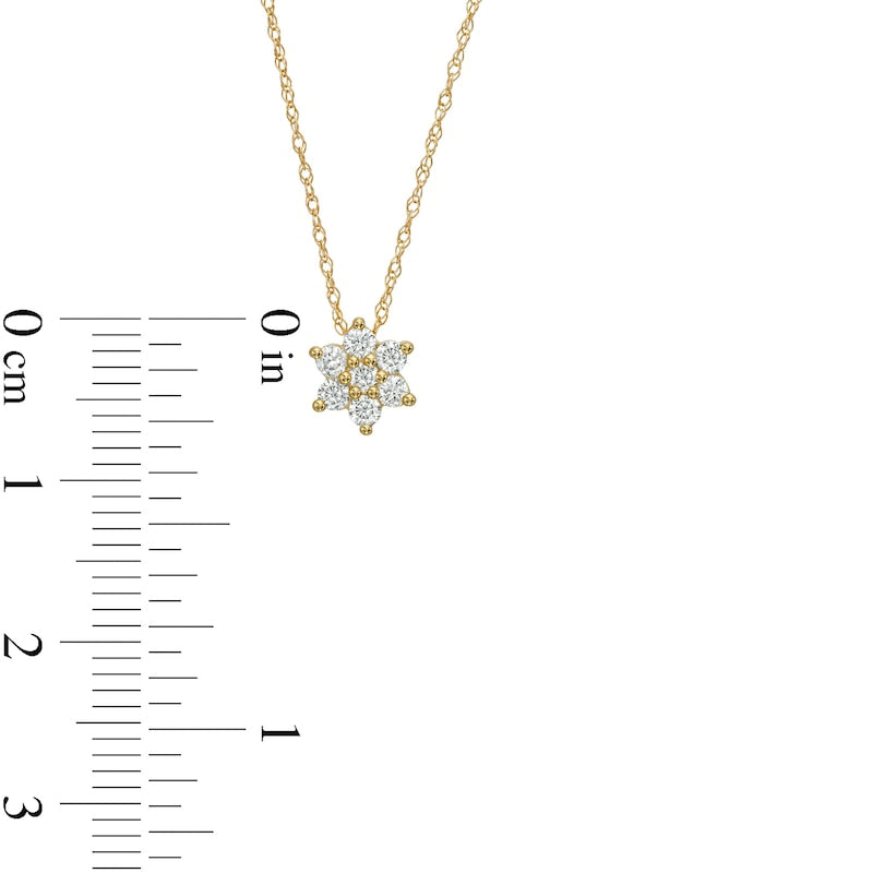 0.2 CT. T.W. Natural Diamond Flower Pendant in 10K Yellow Gold