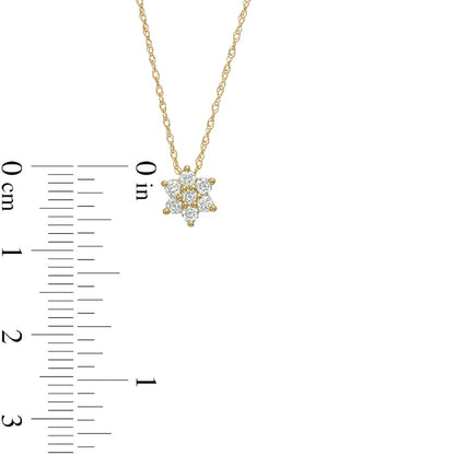 0.2 CT. T.W. Natural Diamond Flower Pendant in 10K Yellow Gold