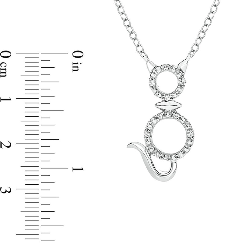 Natural Diamond Accent Cat Outline Necklace in Sterling Silver