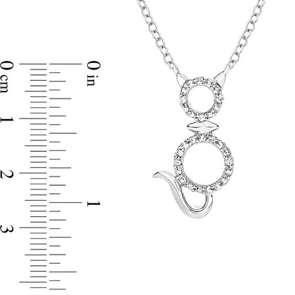 Natural Diamond Accent Cat Outline Necklace in Sterling Silver
