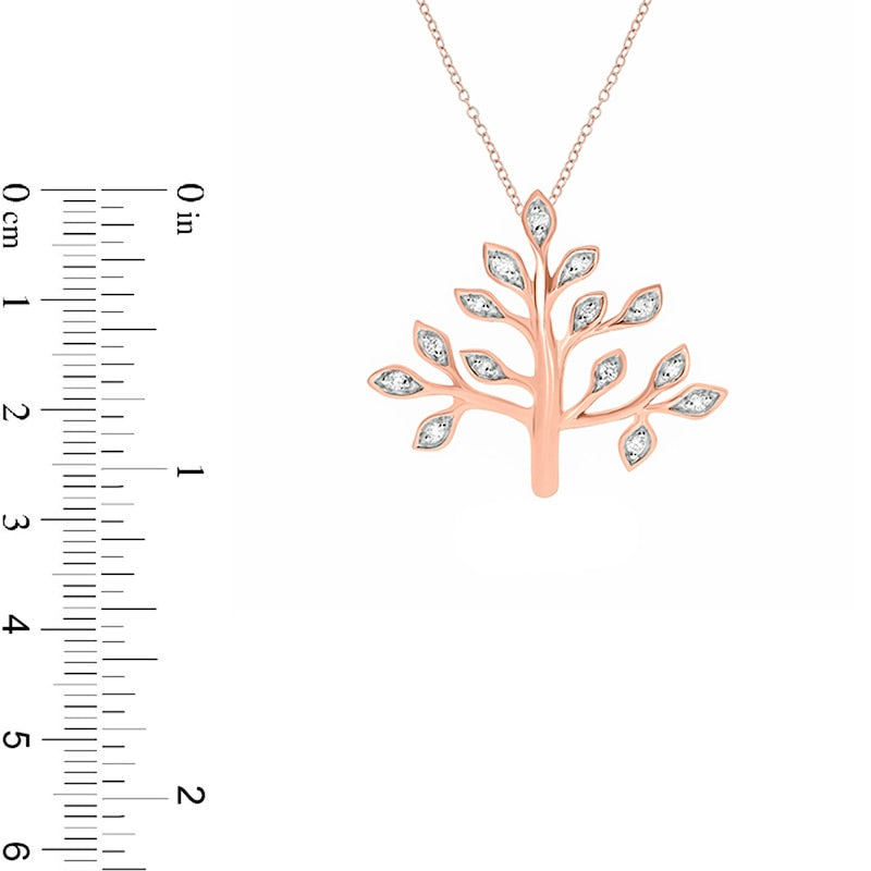 0.1 CT. T.W. Natural Diamond Tree of Life Pendant in Sterling Silver with 14K Rose Gold Plate
