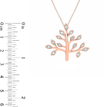 0.1 CT. T.W. Natural Diamond Tree of Life Pendant in Sterling Silver with 14K Rose Gold Plate