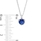 6.0mm Blue Sapphire and Natural Diamond Accent Drop Pendant in 10K White Gold