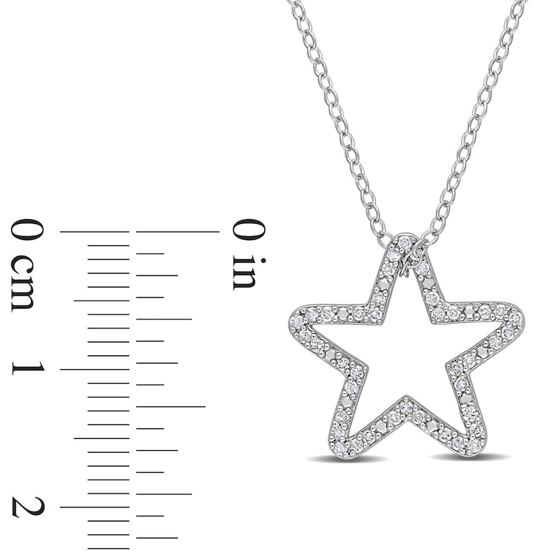 0.2 CT. T.W. Natural Diamond Star Outline Pendant in Sterling Silver