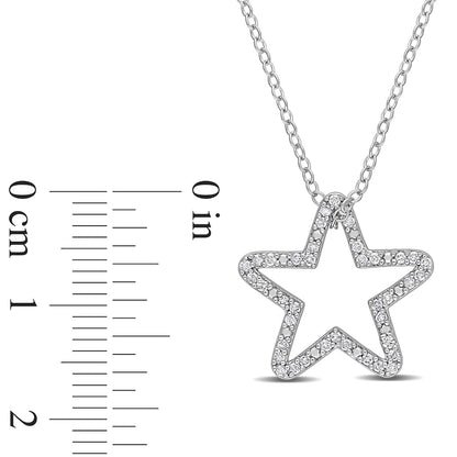 0.2 CT. T.W. Natural Diamond Star Outline Pendant in Sterling Silver