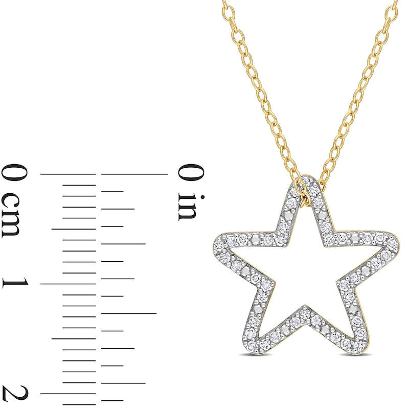 0.2 CT. T.W. Natural Diamond Star Outline Pendant in Sterling Silver with Yellow Rhodium Plate
