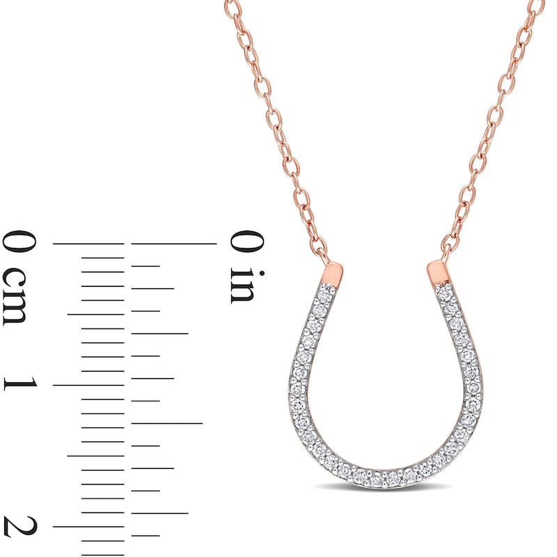 0.17 CT. T.W. Natural Diamond Horseshoe Necklace in Sterling Silver with Rose Rhodium Plate