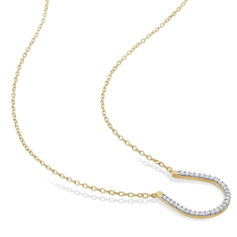 0.17 CT. T.W. Natural Diamond Horseshoe Necklace in Sterling Silver with Yellow Rhodium Plate