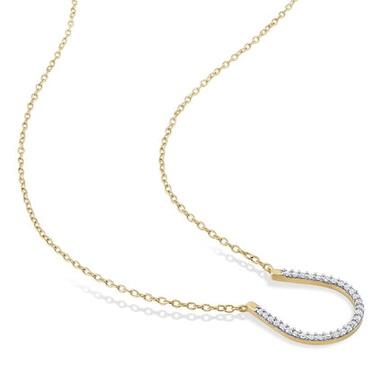 0.17 CT. T.W. Natural Diamond Horseshoe Necklace in Sterling Silver with Yellow Rhodium Plate
