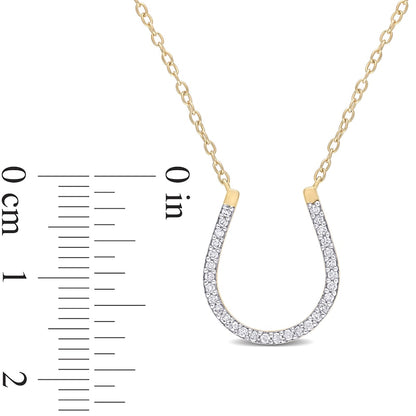 0.17 CT. T.W. Natural Diamond Horseshoe Necklace in Sterling Silver with Yellow Rhodium Plate