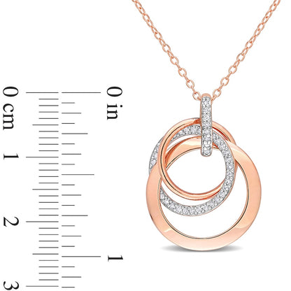 0.2 CT. T.W. Natural Diamond Interlocking Circles Trio Pendant in Sterling Silver with Rose Rhodium Plate