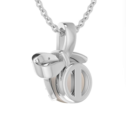 7.0mm Cultured Freshwater Pearl and Natural Diamond Accent Beaded Bow Pendant in Sterling Silver